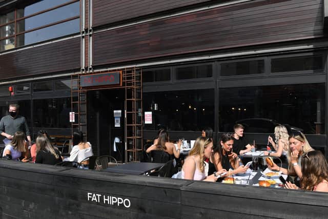 The outdoor seating area at Fat Hippo in Headingley