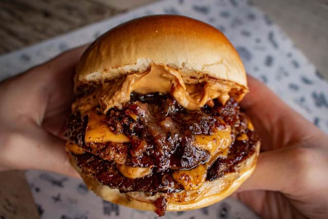 The adventurous PB&DoubleJ burger with chunky peanut butter and bacon jam