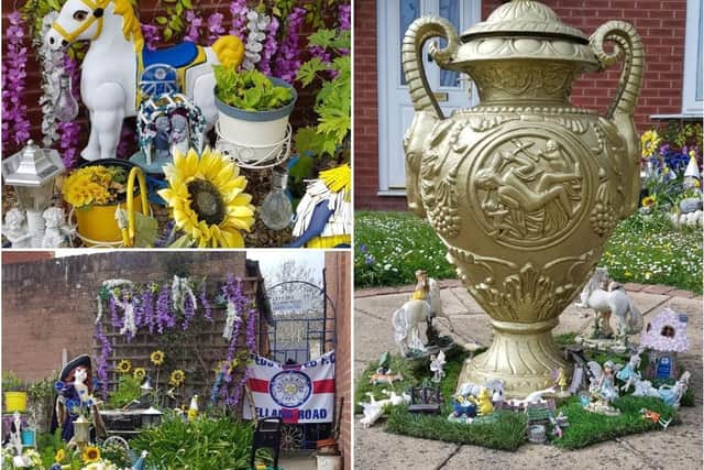 Kathy Williams' Leeds United themed garden.