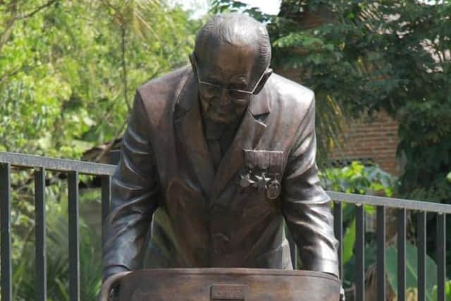 The statue was handcrafted in Indonesia and cast in bronze