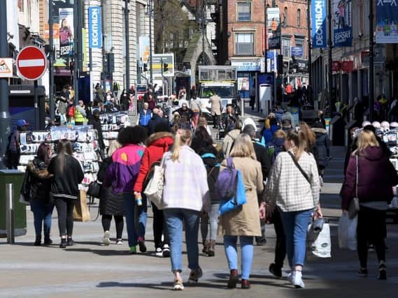 Shoppers in Leeds as lockdown is eased