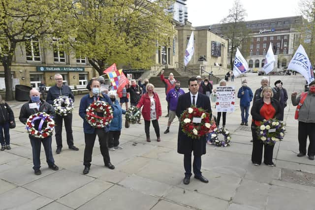 The Workers' Memorial Day event at Victoria Gardens in Leeds (photo: Steve Riding).