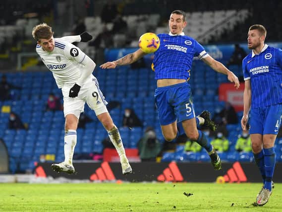 KEY BATTLE - Leeds United striker Patrick Bamford will want to get back on the goal trail and his individual duel with Lewis Dunk of Brighton will be important. Pic: Getty