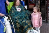 Jason Kelk has been in hospital for a year after contracting Covid. Pictured with his granddaughter Felicity Wager, 5,, during the family visit to the Lincoln Wing, St James Hospital. Picture by Simon Hulme.
