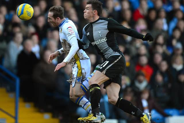 Aidy White battles for the ball with Gareth Bale during Leeds United's FA Cup fourth round clash against Tottenham Hotspur at Elland Road in January 2013. PIC: Getty