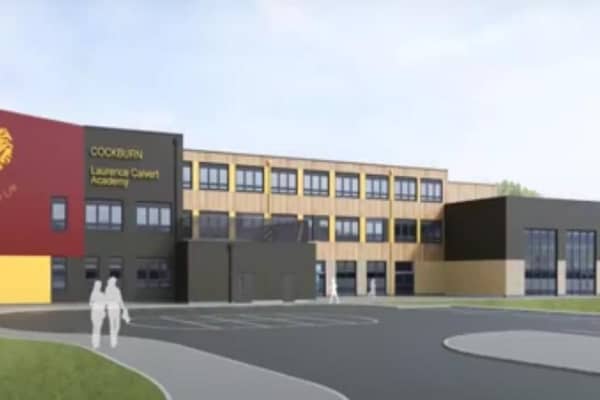 An artist's impression of the school shown at the meeting.