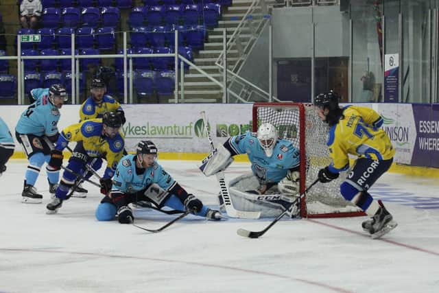 STARTING POINT: Leeds Chiefs 
and Sheffield Steeldogs started the last NIHL National season in 2019-20 against each other on September 15 2019. 
Picture courtesy of Cerys Molloy
