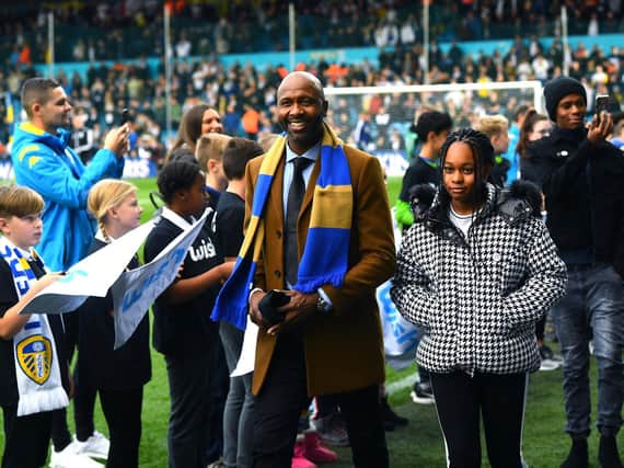 Leeds United legend Lucas Radebe during the club's centenary celebrations in 2019. Pic: Jonathan Gawthorpe