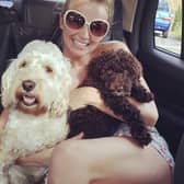 Celebrity judge Carley Stenson, pictured with her own dogs.