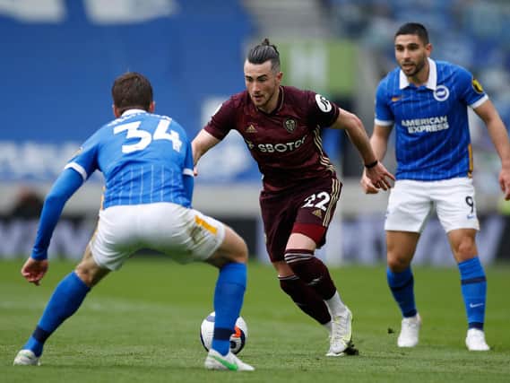 Leeds United winger Jack Harrison in action at Brighton. Pic: Getty