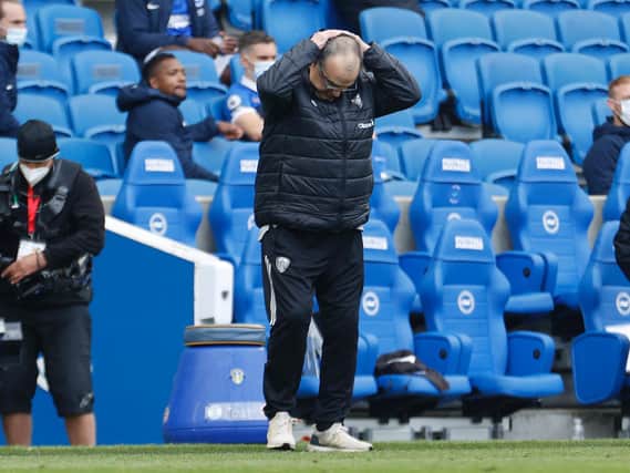 BAD DAY - Marcelo Bielsa's Leeds United were well beaten at Brighton and Hove Albion, ending their six-game unbeaten run. Pic: Getty