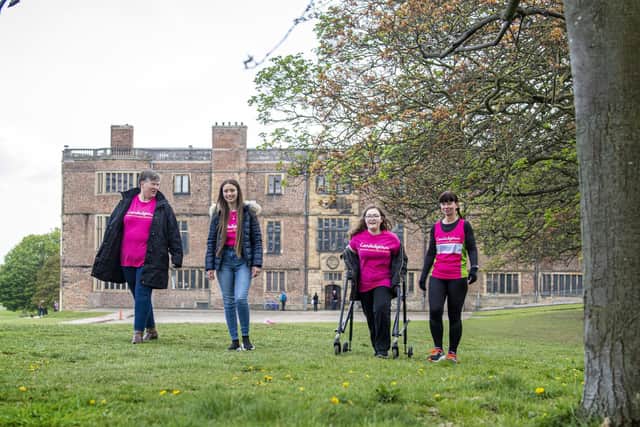 Joining Stacy on day one of the challenge are: Amanda McLean, Lily Procter and Katy Ward, 13. Picture: Tony Johnson