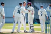 Yorkshire's Steven Patterson celebrates victory by one run over Northamptonshire. Picture by Allan McKenzie/SWpix.com