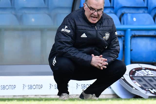 STRIVING FOR MORE: Leeds United head coach Marcelo Bielsa. Photo by PETER POWELL/POOL/AFP via Getty Images.