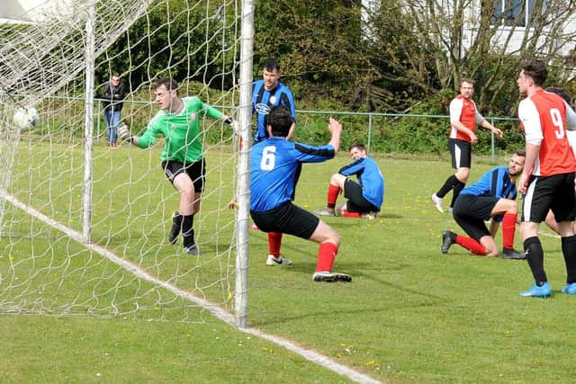 Old Centralians claim their second goal, which came off an Altofts defender. Picture: Steve Riding.