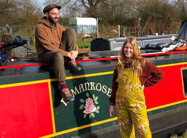 Former Leeds students Adam Lind, 28, and Lauren Coley, 28, moved into a houseboat in 2020.