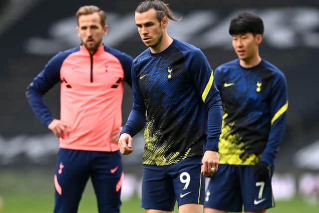 Tottenham Hotspur's potentially devastating three-pronged attack of, from left Harry Kane, Gareth Bale and Son Heung-min. Picture: Shaun Botterill/PA Wire.