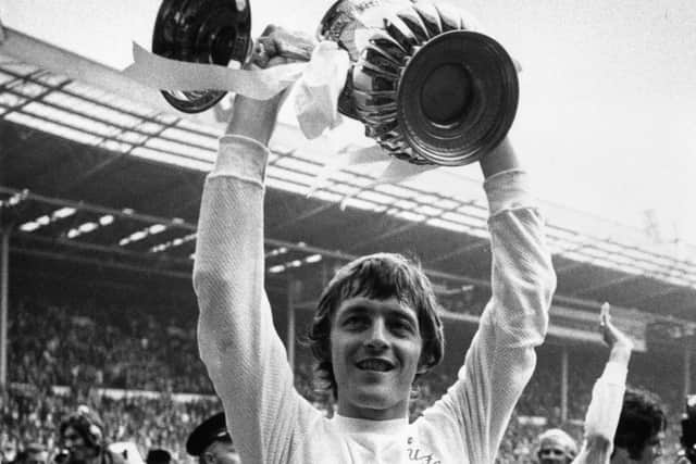 MATCH-WINNER: Leeds United striker Allan Clarke with the FA Cup after his team beat Arsenal 1-0 in front of 100,000 fans at Wembley on May 6, 1972. Photo by Roger Jackson/Central Press/Getty Images.