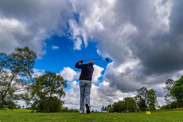 Charlie Dunn, of Leeds, tees off at hole four of Headingley Golf Club, Leeds. (Picture: James Hardisty)