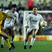 HEADACHES: Leeds United duo David Batty, centre, and hat-trick hero Eric Cantona, left, caused Tottenham chaos at Elland Road back in August 1992. Picture by Varleys.