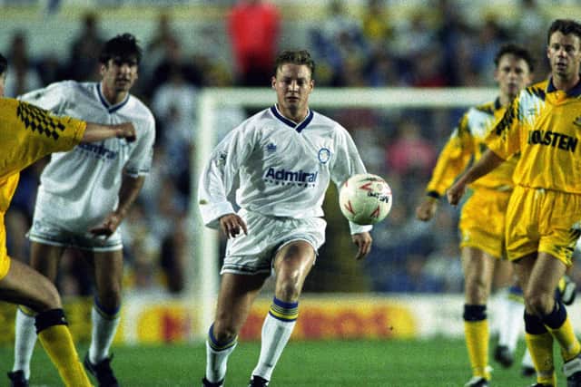 HEADACHES: Leeds United duo David Batty, centre, and hat-trick hero Eric Cantona, left, caused Tottenham chaos at Elland Road back in August 1992. Picture by Varleys.