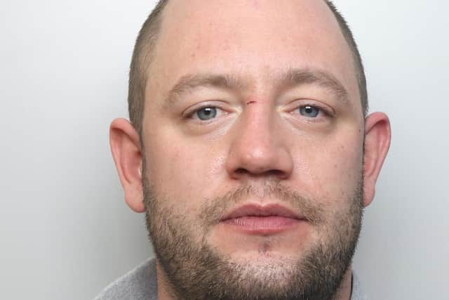 Jamie Belk was jailed for 28 months for assaulting his partner and causing £6,000 worth of damage at her home.