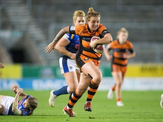 Rhiannion Marshall makes a break for Tigers during the 2019 Grand Final against Leeds. Picture by Isabel Pearce/SWpix.com.
