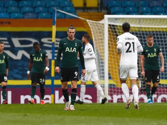 BAD DAY - Tottenham Hotspur star Gareth Bale had a nightmare against Leeds United, as Gjanni Alioski took centre stage on the left side for the Whites. Pic: Getty