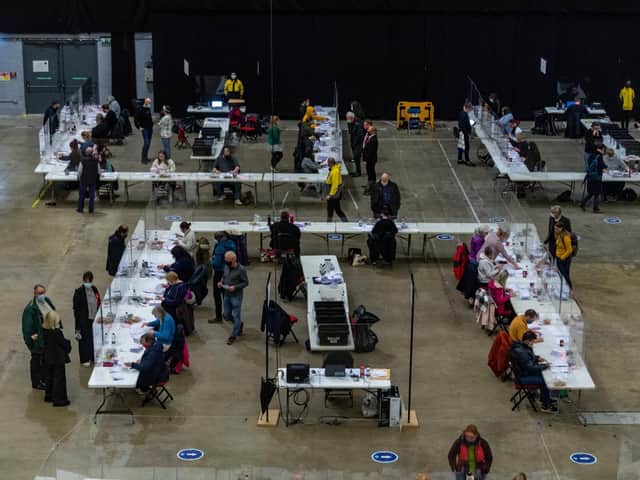 The election count in Leeds at the weekend at the First Direct Arena.