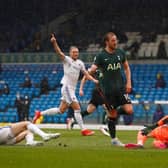 Tottenham Hotspur striker Harry Kane scores an offside goal at Elland Road. Pic: Getty