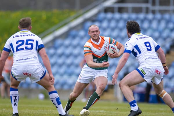 Brad Hey made his competitive debut for Hunslet against Workington. Picture by Tony Johnson.