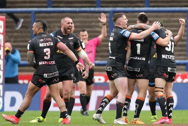 The media has been privileged to be in well-placed positions to hear on-field calls, cajoling, jeering and, above all, collisions during rugby league's behind-closed-doors fixtures. Picture:: Richard Sellers/PA Wire.