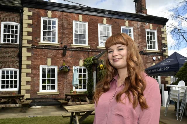 Katy Winship pictured outside Chapel Alerton pub The Mustard Pot, where Vicki Aldwin was assistant manager.
Photo: Steve Riding