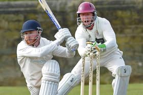 STUMPED: Beckwithshaw wicketkeeper Callum Irvine stumps Otley batsman Sam Kellett for five runs off the bowling of Oliver Hebblethwaite. Picture: Steve Riding.