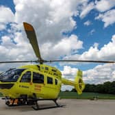 The air ambulance was called to the scene of the crash on the M62 near Rothwell.