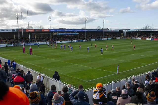Tigers have not played in front of a crowd since this game against St Helens in March, 2020. Picture by Tony Johnson.