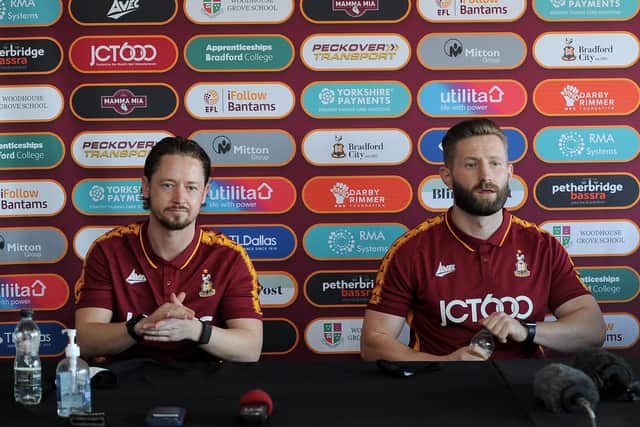 Gone: Bradford City have sacked joint managers Conor Sellars (left) and Mark Trueman. Picture by Simon Hulme
