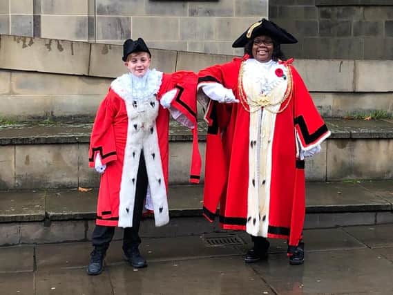 Leeds Children's Mayor Samuel Hill, a year six pupil at Carr Manor Community School, with Coun Eileen Taylor, Leeds City Council mayor