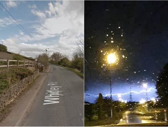 The garage was set on fire after being struck by lightening in Whitley Road, Dewsbury. Photo: Google and WY Police Dogs.