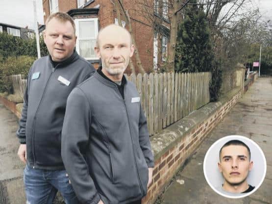 Co-op workers Paul Muscroft and Andrew Parkinson, pictured in 2017, stopped Rawson as he sexually assaulted a woman in Burley.