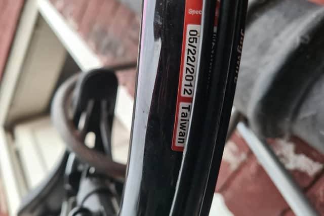 The serial number on Sara's bike.