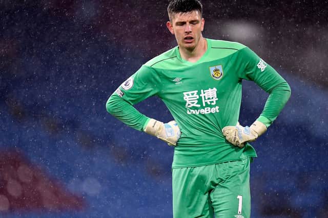 'NIGGLES': For Burnley's England international goalkeeper Nick Pope. Photo by PETER POWELL/POOL/AFP via Getty Images.