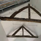 Contractors discovered the oak wooden trusses that they believe are more than 500 years old in February 2021. Photo: Rushbond