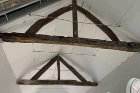 Contractors discovered the oak wooden trusses that they believe are more than 500 years old in February 2021. Photo: Rushbond