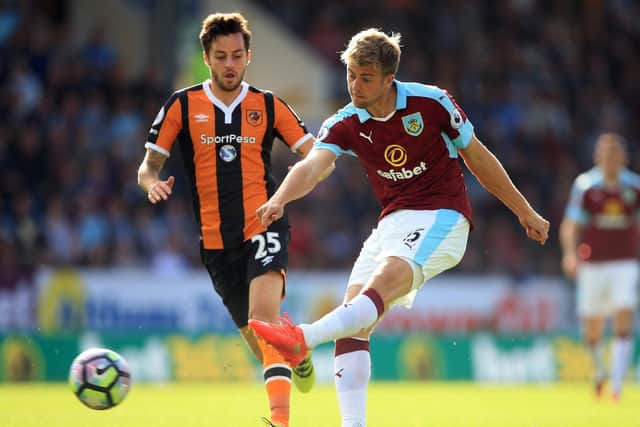 RARE SIGHT: Patrick Bamford, right, in action for Burnley as a late substitute against Hull City back in September 2016. Photo by Ben Hoskins/Getty Images.