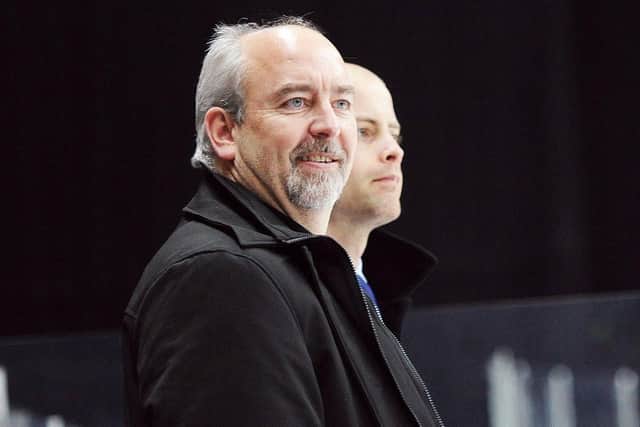WINNER: Dave Whistle, pictured on the Cardiff Devils bench in 2014, has a proven track record in coaching and GM duties. Picture courtesy of Richard Murray/Cardiff Devils.