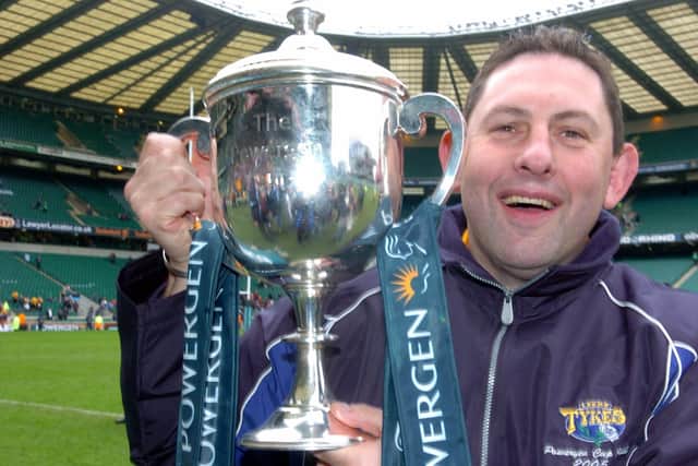 Glory Days: Phil Davies with the Powergen Trophy Leeds Tykes won at Twickenham in 2005. Picture: Steve Riding
