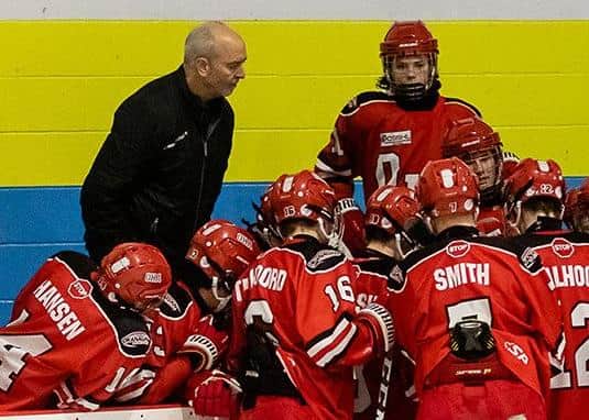 Dave Whistle is equally at home coaching youngsters as much as experienced stars, such as when he was in charge at Belfast Giants from 2000-2003. Picture courtesy of OHA.