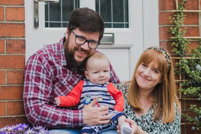 Lisa Wrigglesworth with her fiance Daniel Slater and 17-month-old son Finley