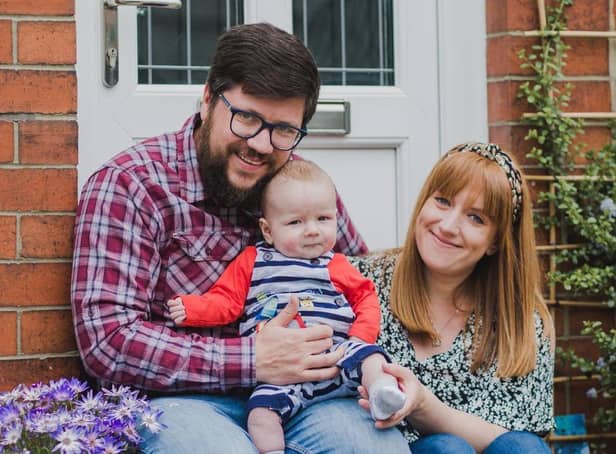 Lisa Wrigglesworth with her fiance Daniel Slater and 17-month-old son Finley